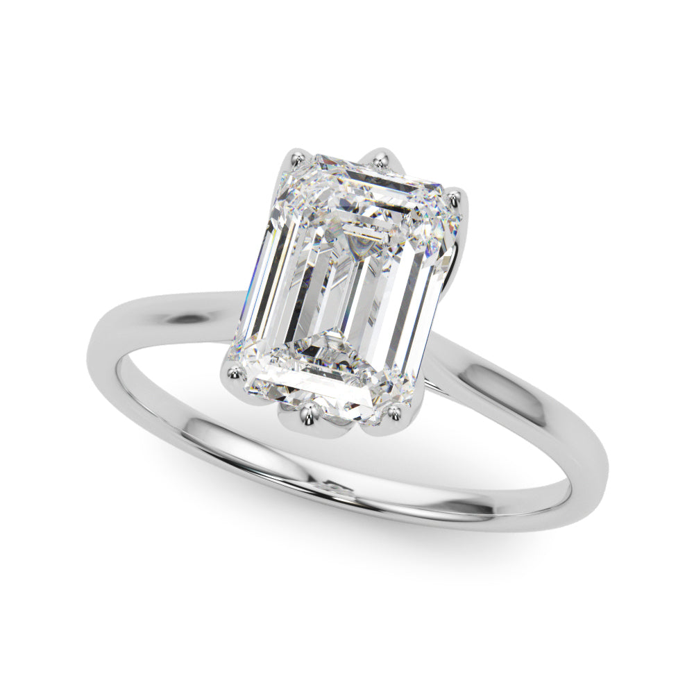 Pristine Solitaire Cut Emerald Diamond Engagement Ring — 9K/18K Gold & Platinum