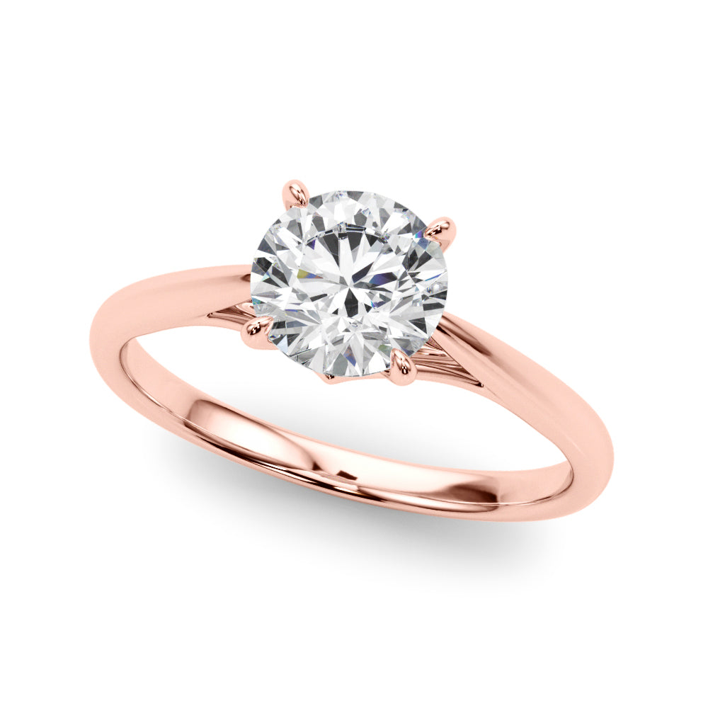 Radiant Solitaire Rounds Round Diamond Engagement Ring — 9K/18K Gold & Platinum