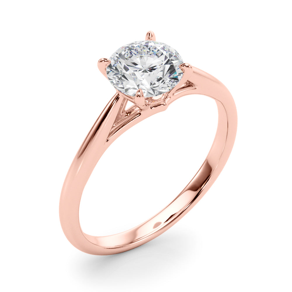 Radiant Solitaire Rounds Round Diamond Engagement Ring — 9K/18K Gold & Platinum