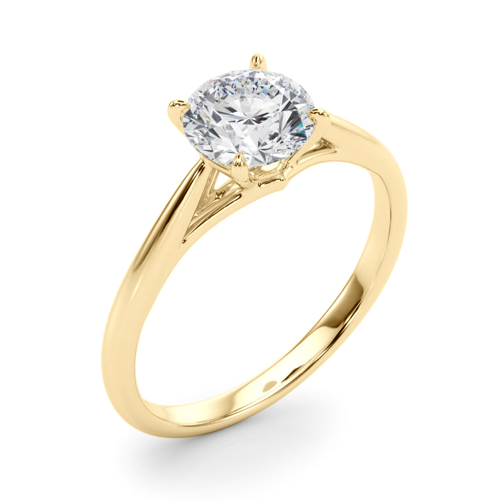 Radiant Solitaire Rounds Round Diamond Engagement Ring — 9K/18K Gold & Platinum