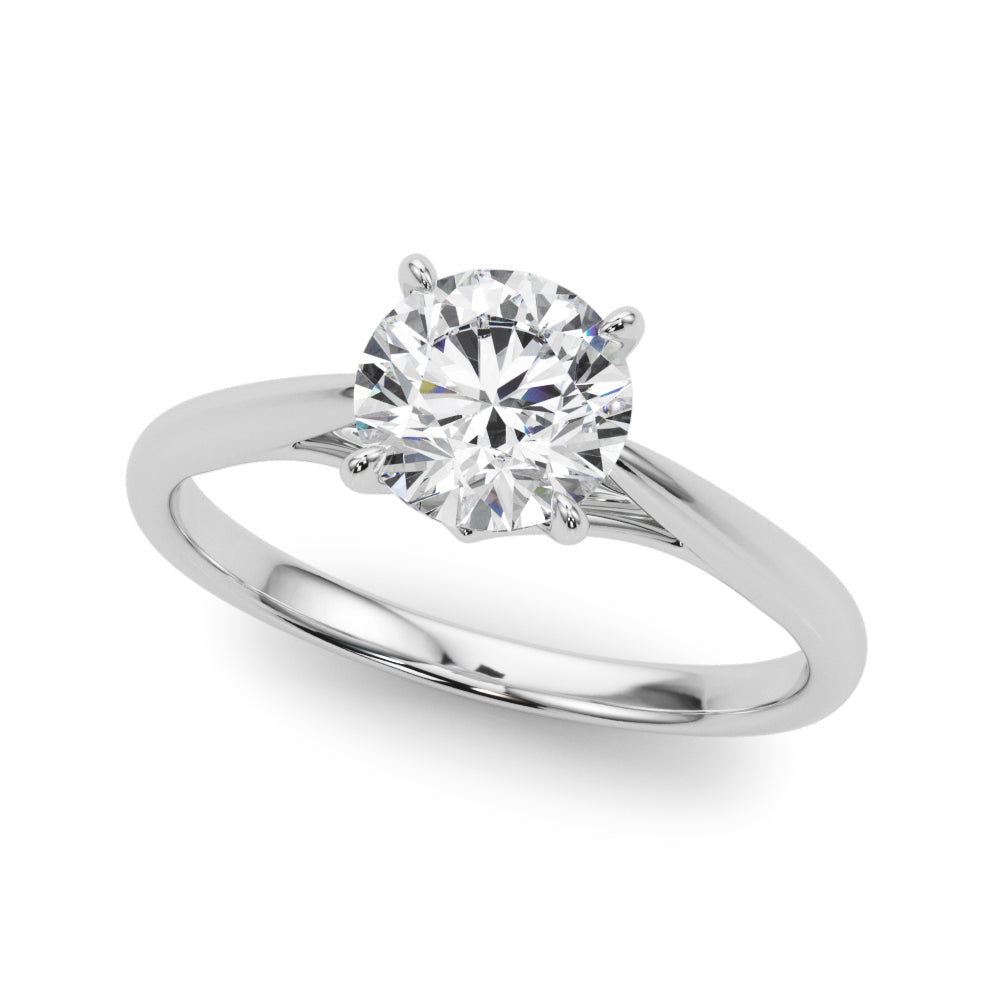Radiant Solitaire Rounds Round Diamond Engagement Ring — 9K/18K Gold & Platinum