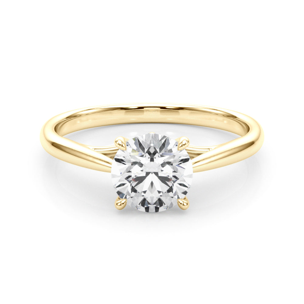 Radiant Solitaire Rounds Round Diamond Engagement Ring — 9K/18K Gold & Platinum