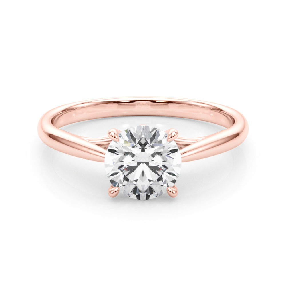Radiant Solitaire Rounds Round Diamond Engagement Ring — 9K/18K Gold & Platinum