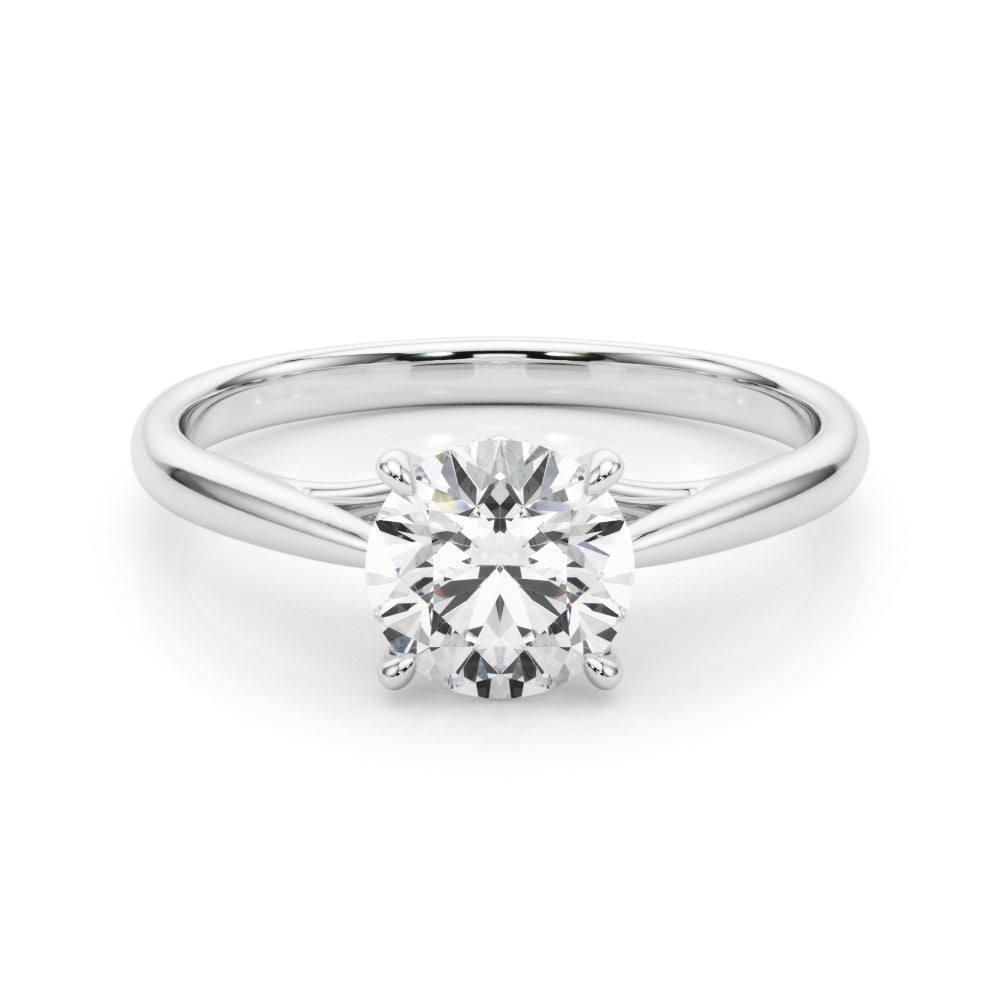 Radiant Solitaire Rounds Round Diamond Engagement Ring — 9K/18K Gold & Platinum