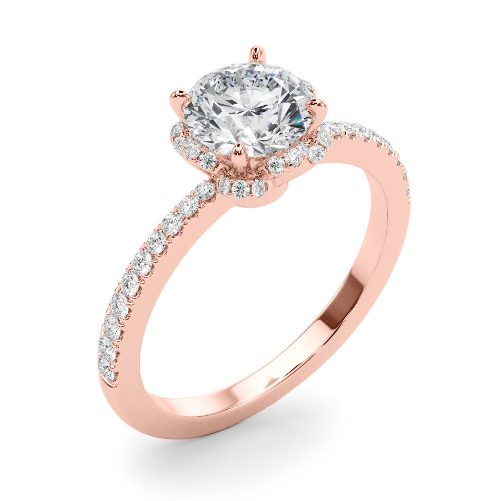 Exquisite Sidestone Round Diamond Engagement Ring — 9K/18K Gold & Platinum
