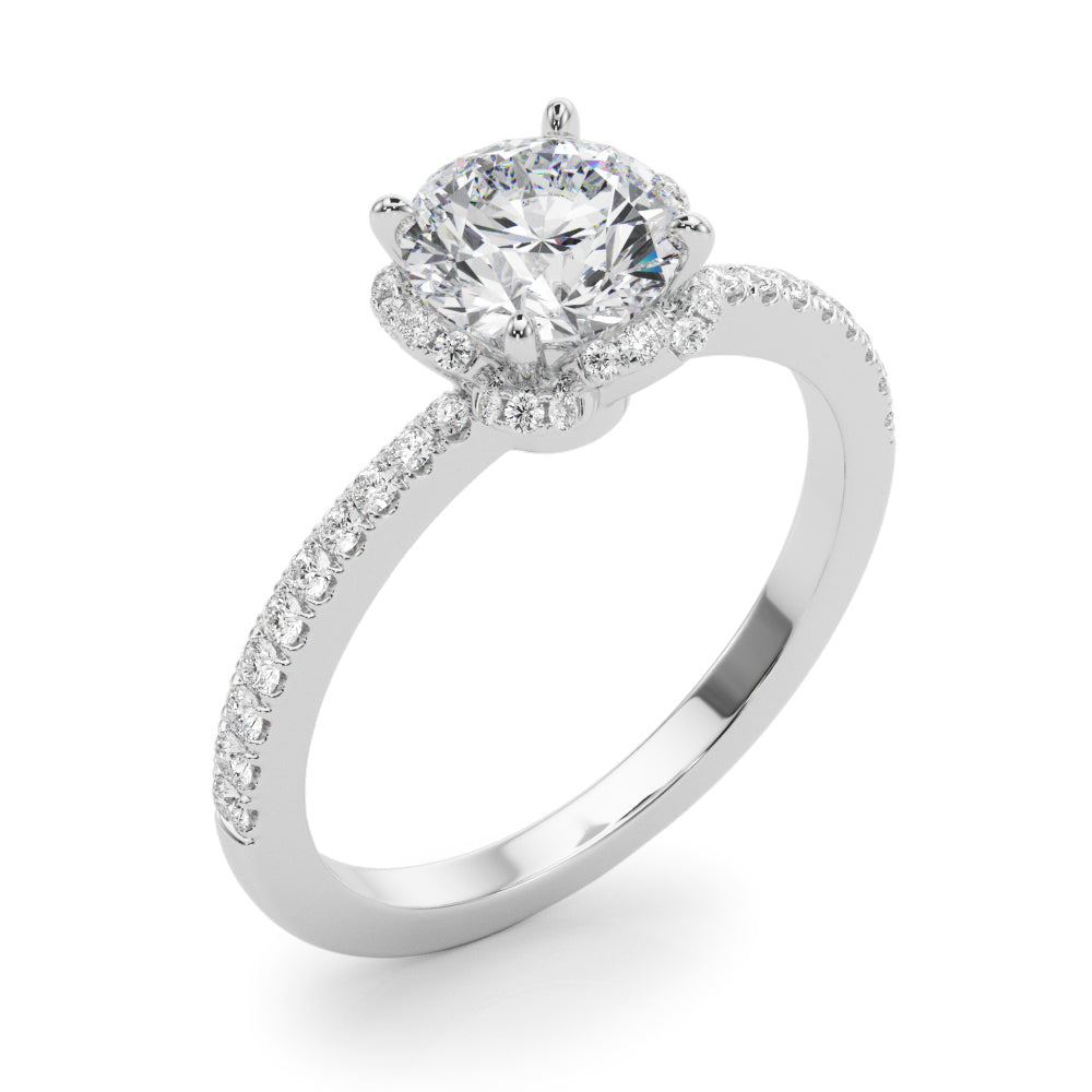 Exquisite Sidestone Round Diamond Engagement Ring — 9K/18K Gold & Platinum