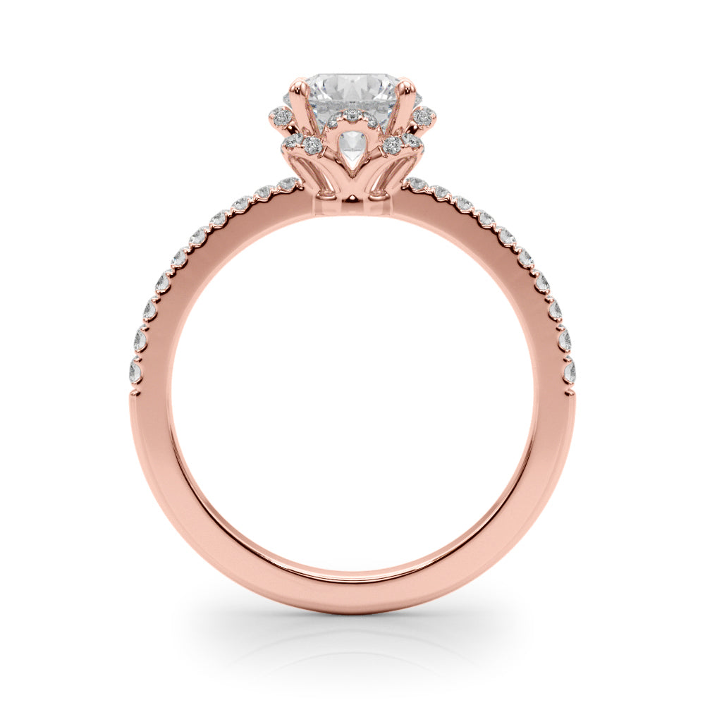 Exquisite Sidestone Round Diamond Engagement Ring — 9K/18K Gold & Platinum