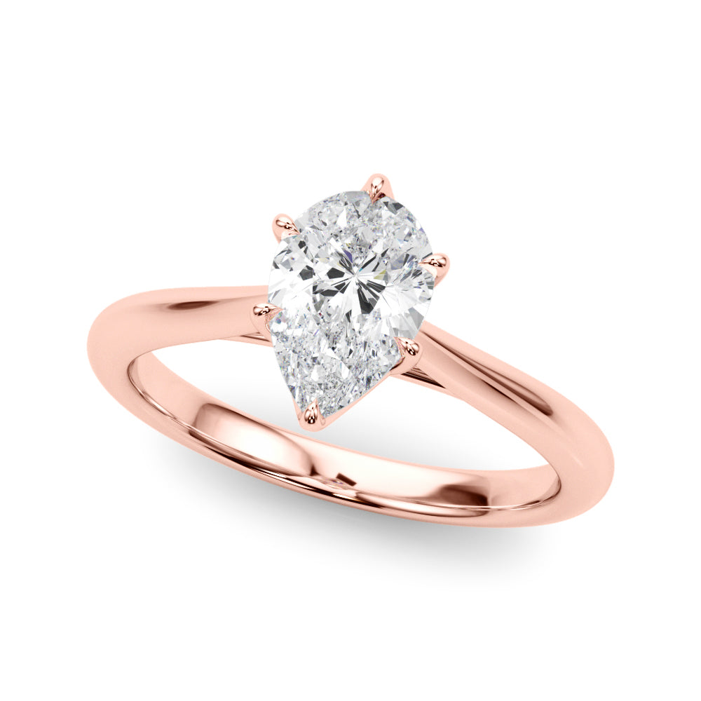 Romantic Solitaire 11.8x7.5 Shape Pear Diamond Engagement Ring — 9K/18K Gold & Platinum