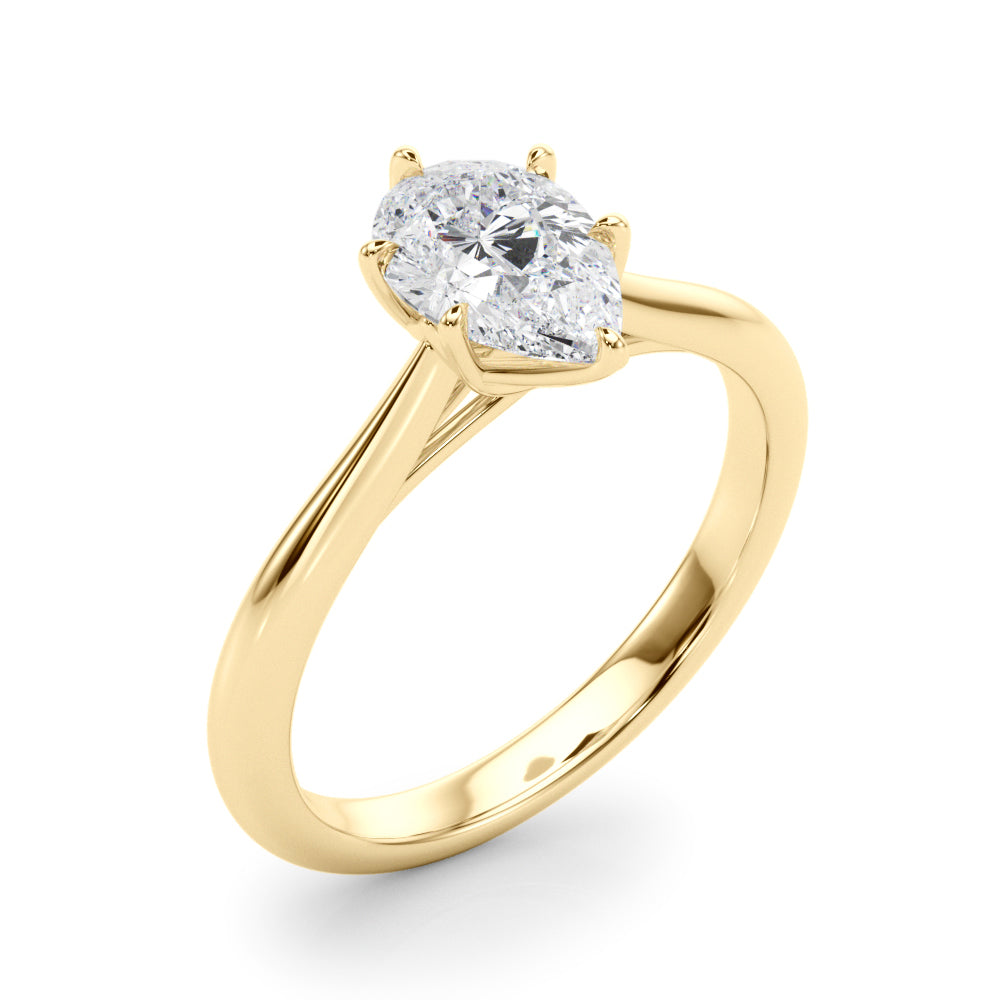 Romantic Solitaire 11.8x7.5 Shape Pear Diamond Engagement Ring — 9K/18K Gold & Platinum