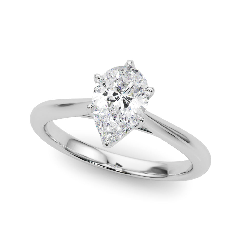 Romantic Solitaire 11.8x7.5 Shape Pear Diamond Engagement Ring — 9K/18K Gold & Platinum