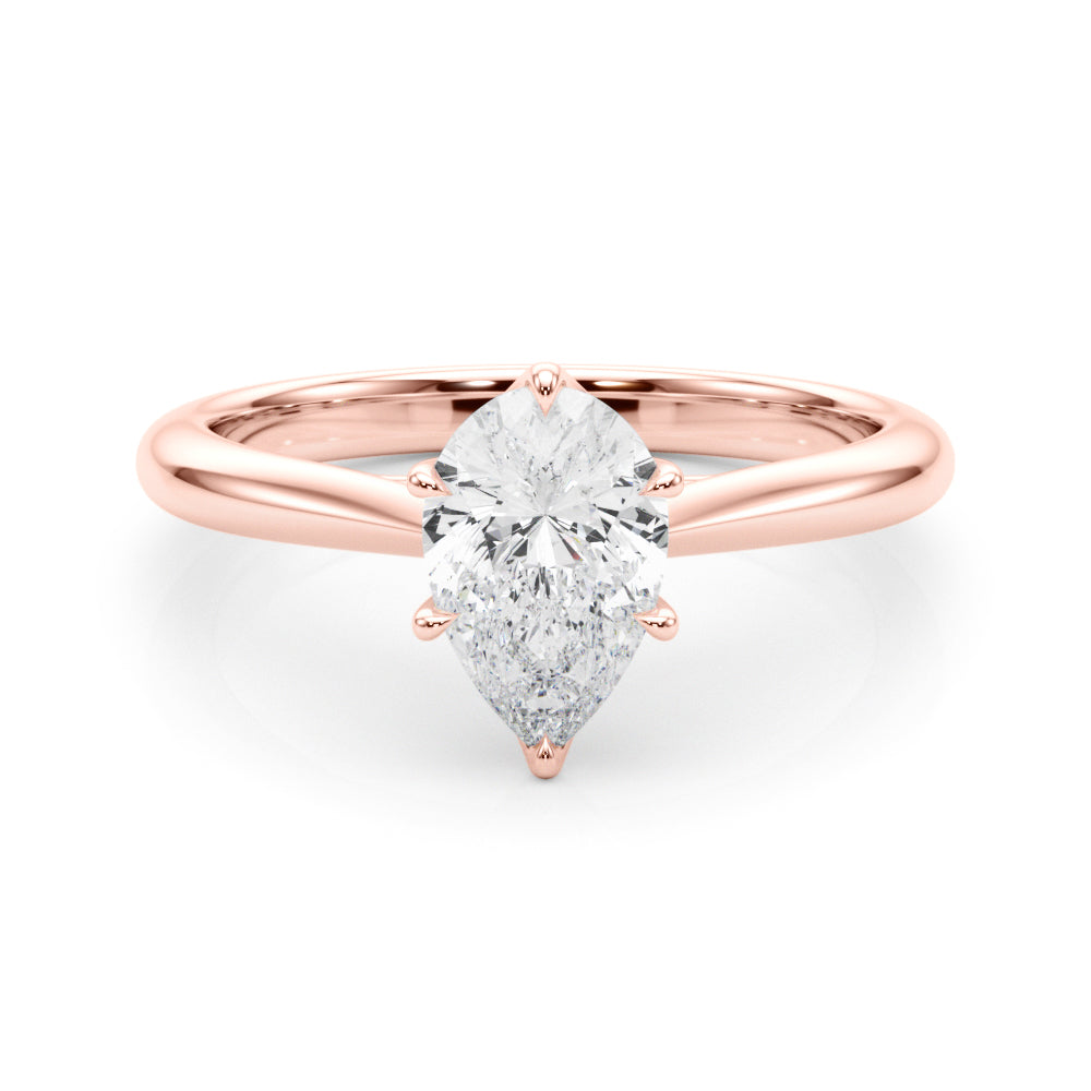 Romantic Solitaire 11.8x7.5 Shape Pear Diamond Engagement Ring — 9K/18K Gold & Platinum