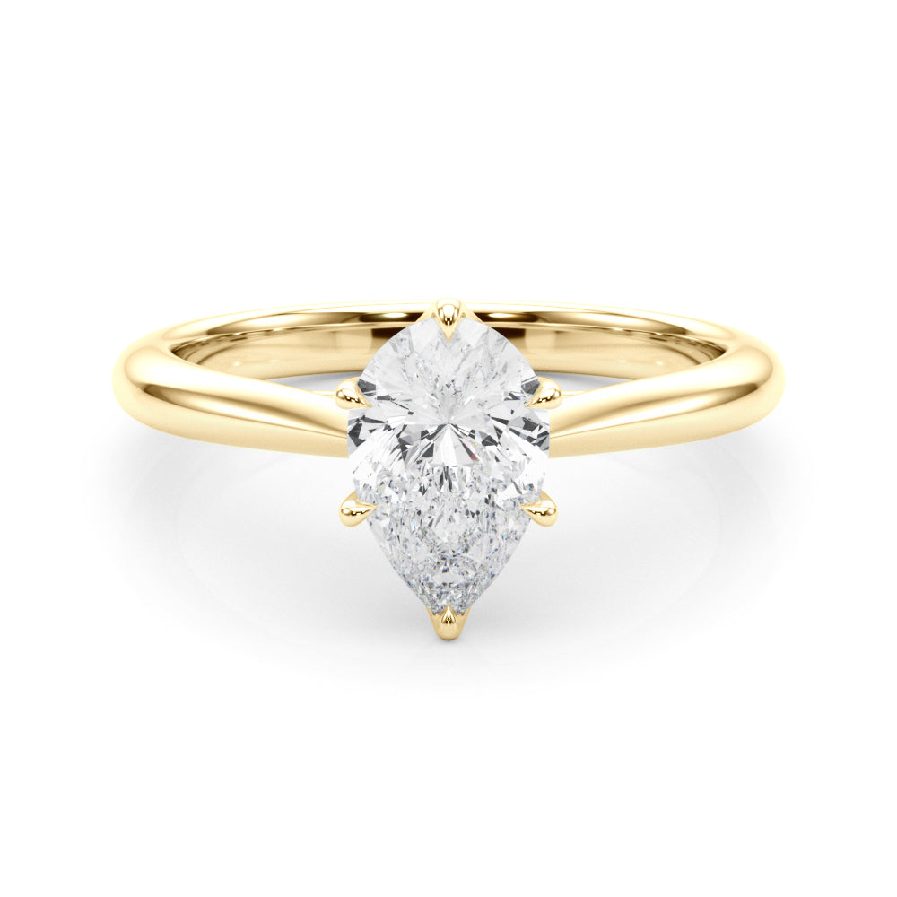 Romantic Solitaire 11.8x7.5 Shape Pear Diamond Engagement Ring — 9K/18K Gold & Platinum