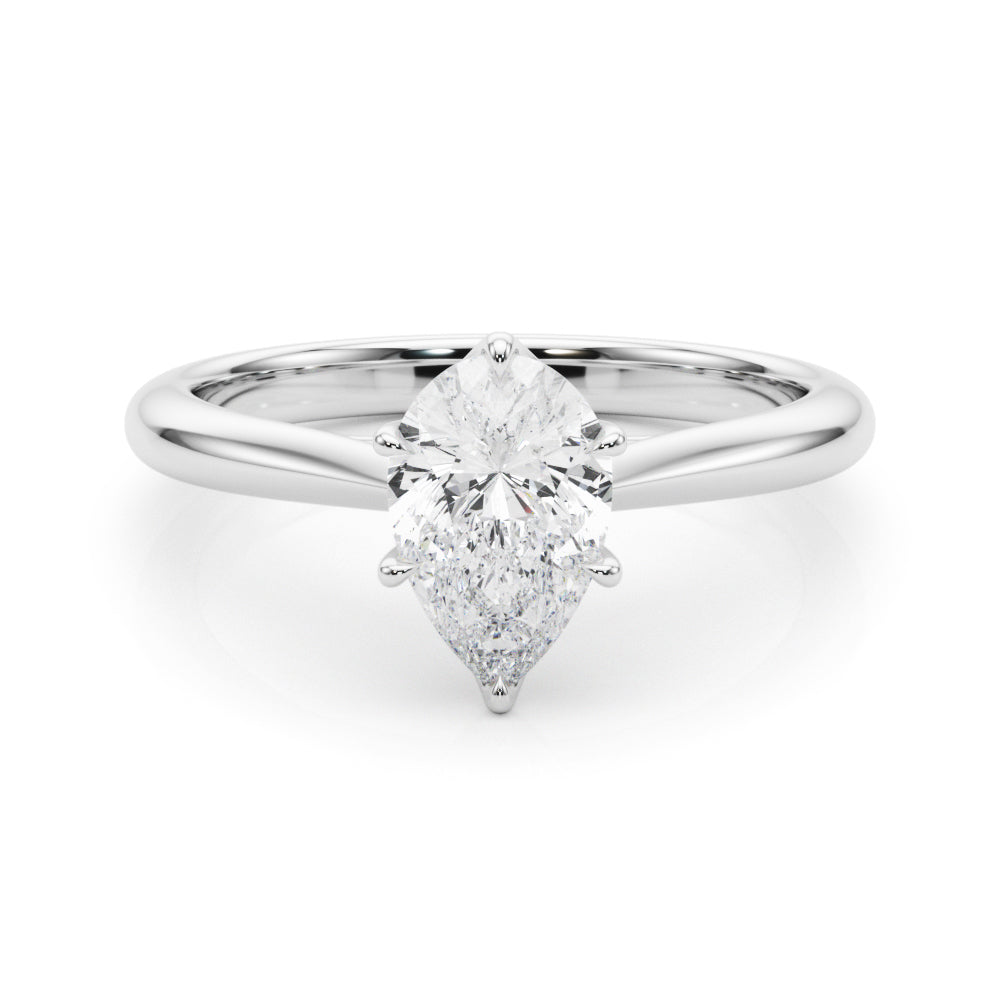 Romantic Solitaire 11.8x7.5 Shape Pear Diamond Engagement Ring — 9K/18K Gold & Platinum