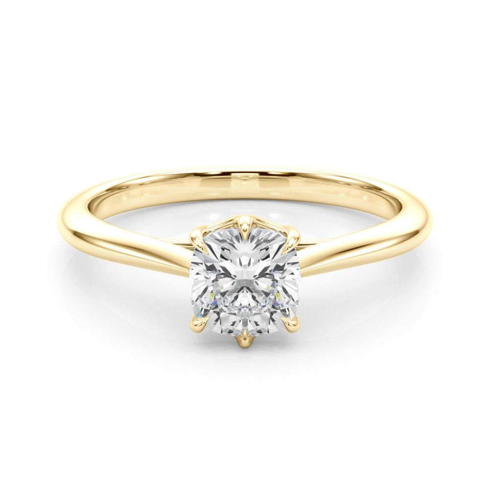 Statement Solitaire 3.8x3.8 Cushion Diamond Engagement Ring — 9K/18K Gold & Platinum