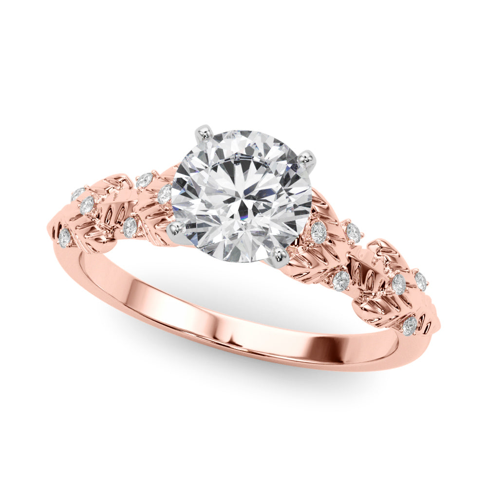 Artisan Engagment Ring With Peg Head Round Diamond Engagement Ring — 9K/18K Gold & Platinum