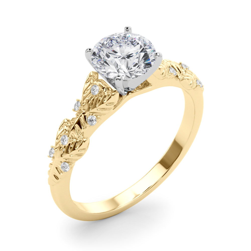 Artisan Engagment Ring With Peg Head Round Diamond Engagement Ring — 9K/18K Gold & Platinum