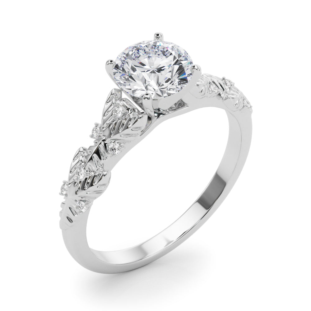 Artisan Engagment Ring With Peg Head Round Diamond Engagement Ring — 9K/18K Gold & Platinum