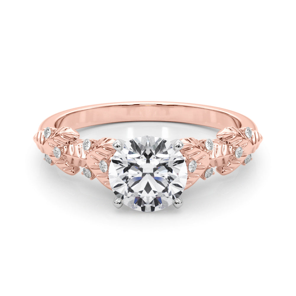 Artisan Engagment Ring With Peg Head Round Diamond Engagement Ring — 9K/18K Gold & Platinum