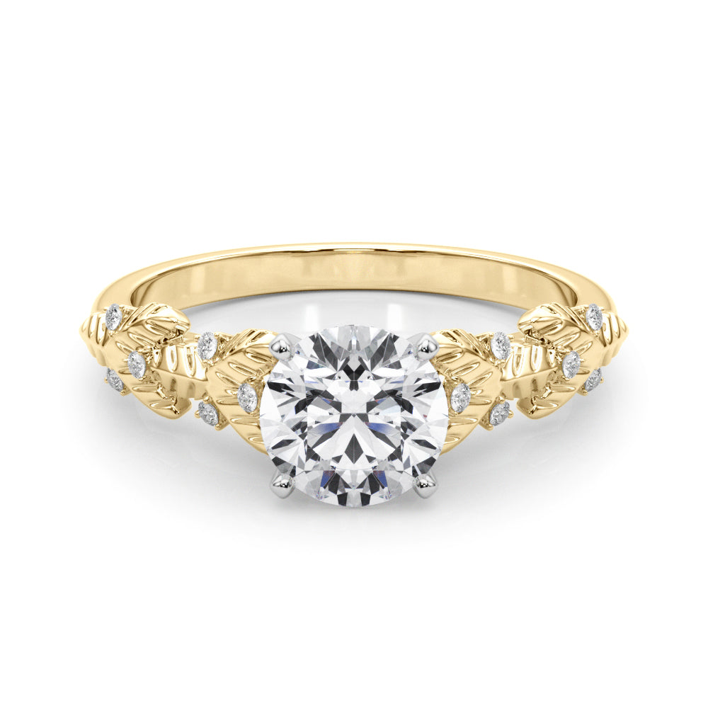 Artisan Engagment Ring With Peg Head Round Diamond Engagement Ring — 9K/18K Gold & Platinum
