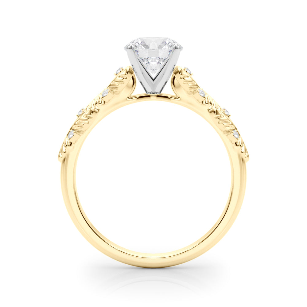 Artisan Engagment Ring With Peg Head Round Diamond Engagement Ring — 9K/18K Gold & Platinum