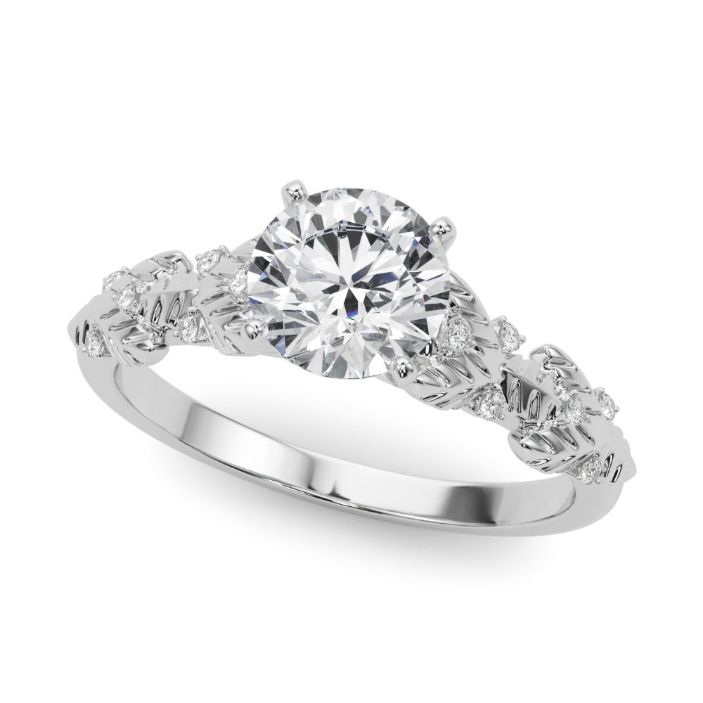 Artisan Engagment Ring With Peg Head Round Diamond Engagement Ring — 9K/18K Gold & Platinum