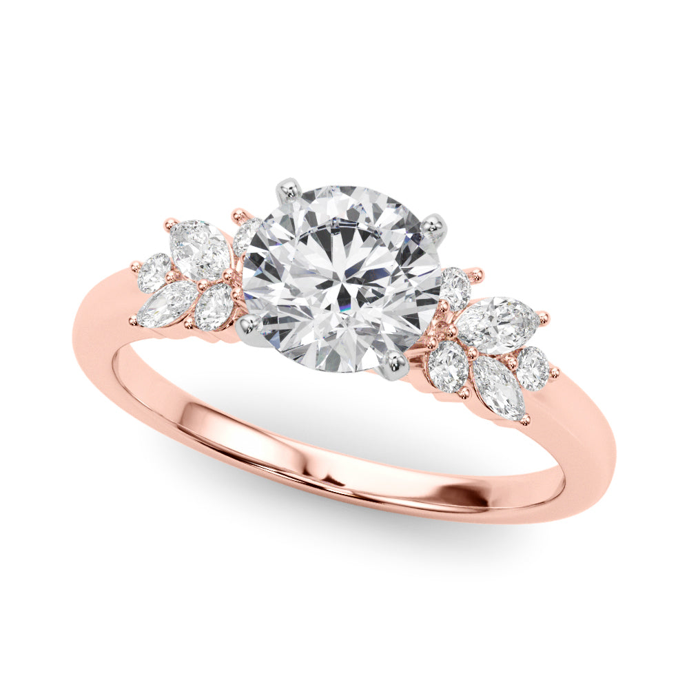 Opulent Engagment Ring With Peg Head Round Diamond Engagement Ring — 9K/18K Gold & Platinum