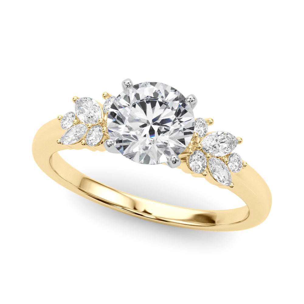 Opulent Engagment Ring With Peg Head Round Diamond Engagement Ring — 9K/18K Gold & Platinum