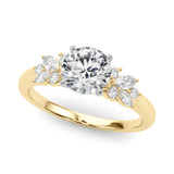 Opulent Engagment Ring With Peg Head Round Diamond Engagement Ring — 9K/18K Gold & Platinum