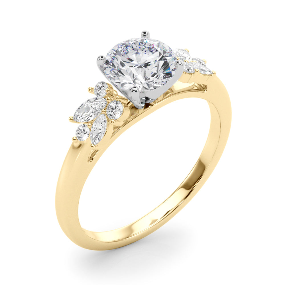 Opulent Engagment Ring With Peg Head Round Diamond Engagement Ring — 9K/18K Gold & Platinum