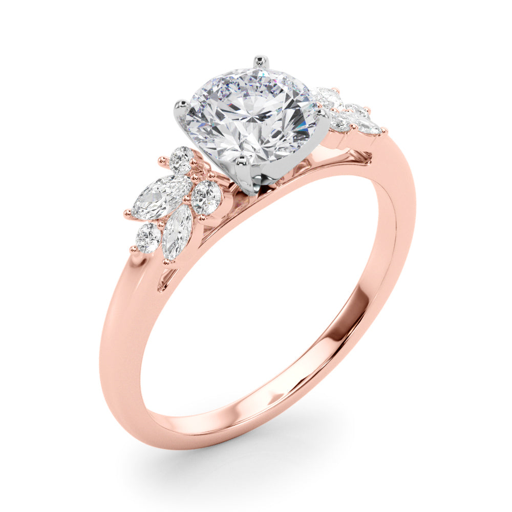 Opulent Engagment Ring With Peg Head Round Diamond Engagement Ring — 9K/18K Gold & Platinum