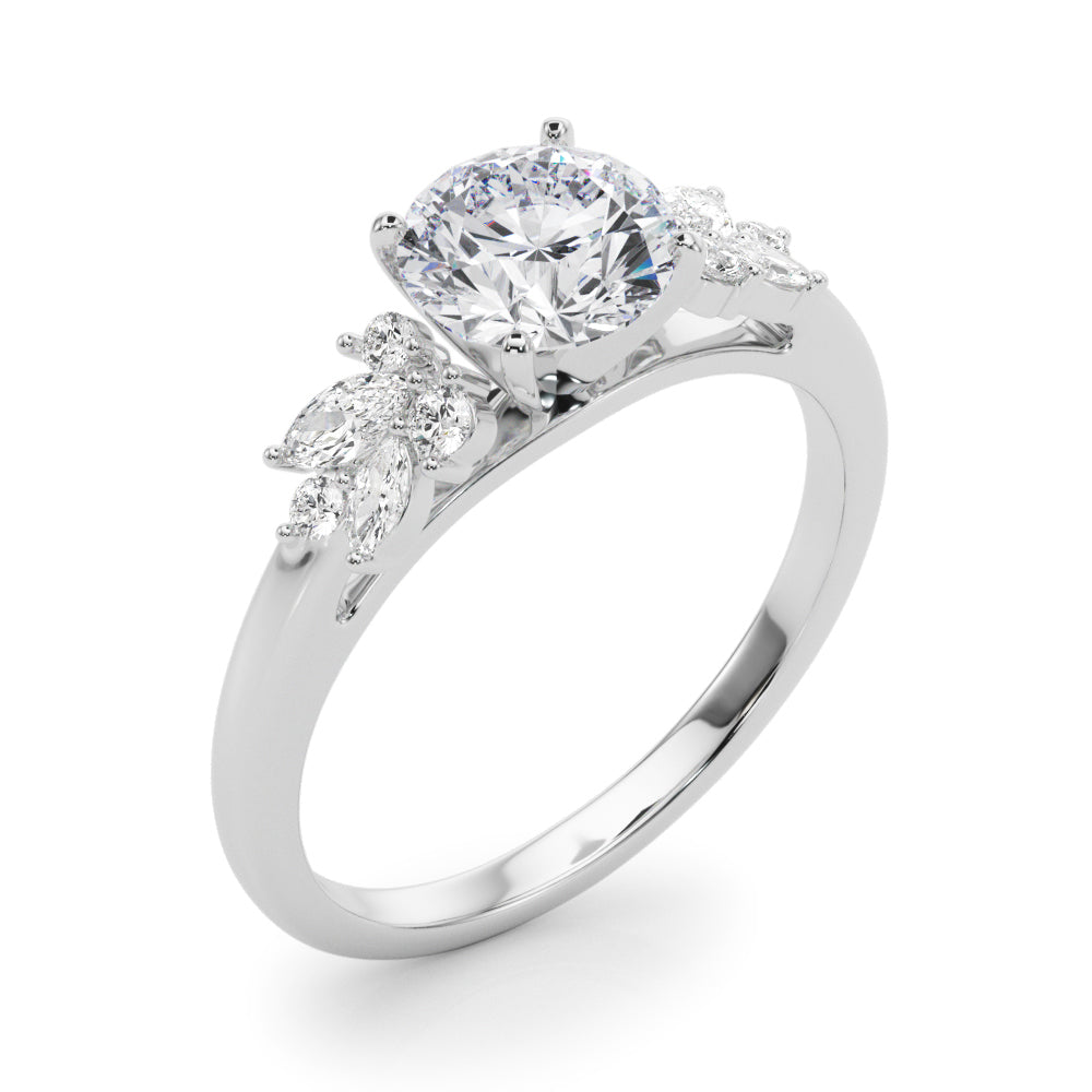 Opulent Engagment Ring With Peg Head Round Diamond Engagement Ring — 9K/18K Gold & Platinum