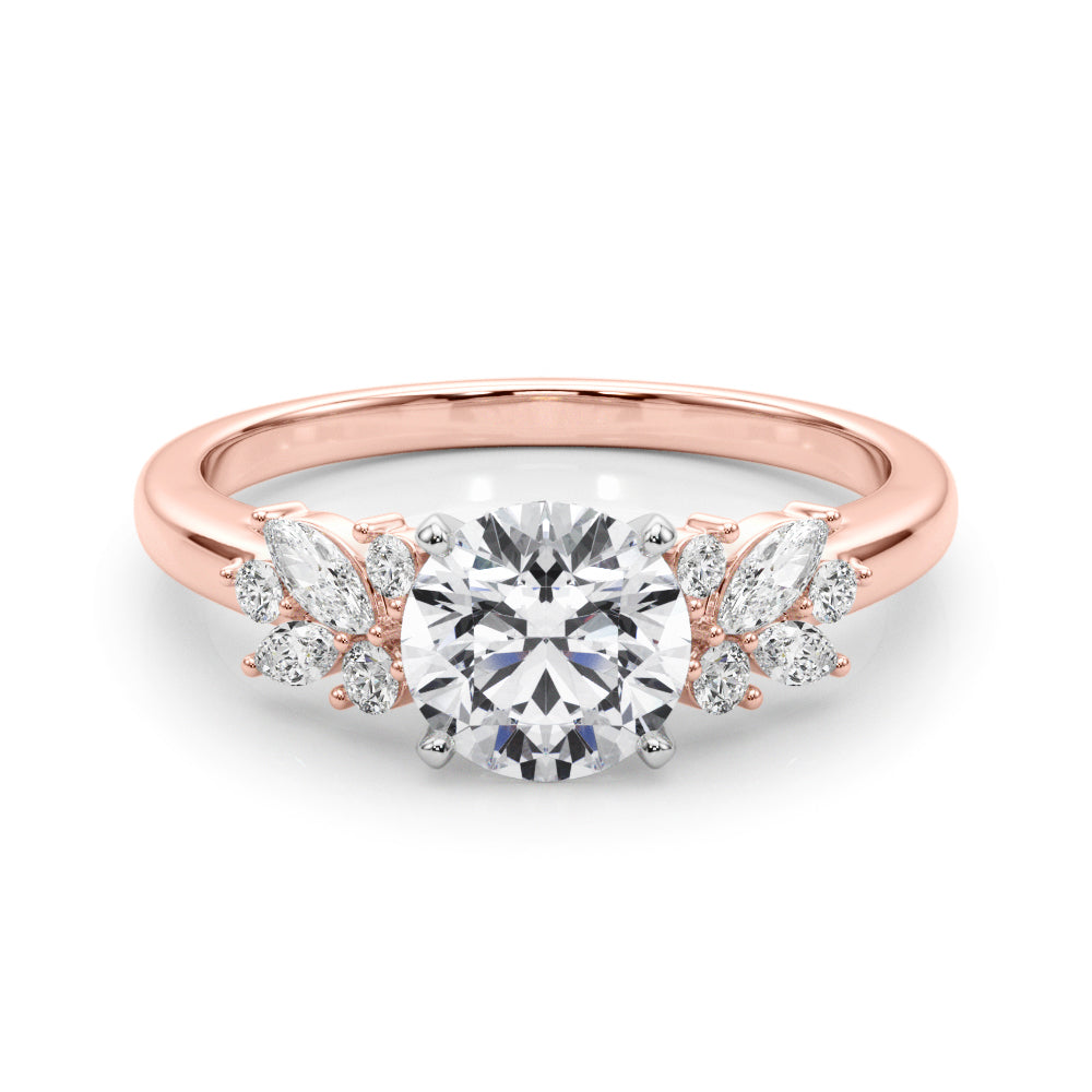 Opulent Engagment Ring With Peg Head Round Diamond Engagement Ring — 9K/18K Gold & Platinum