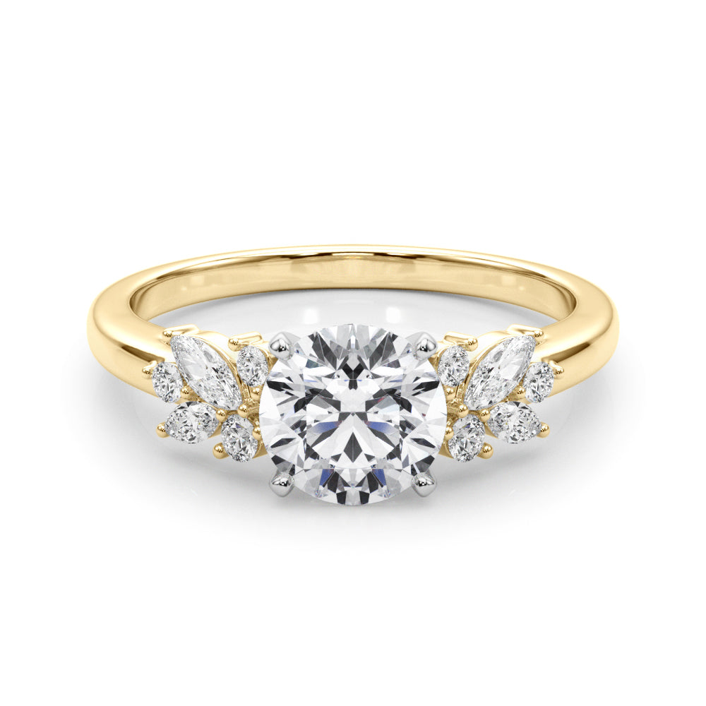 Opulent Engagment Ring With Peg Head Round Diamond Engagement Ring — 9K/18K Gold & Platinum