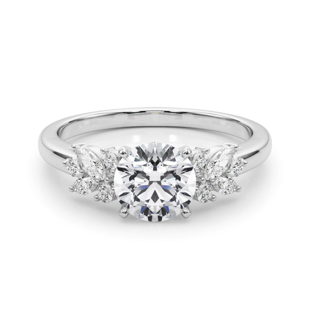 Opulent Engagment Ring With Peg Head Round Diamond Engagement Ring — 9K/18K Gold & Platinum