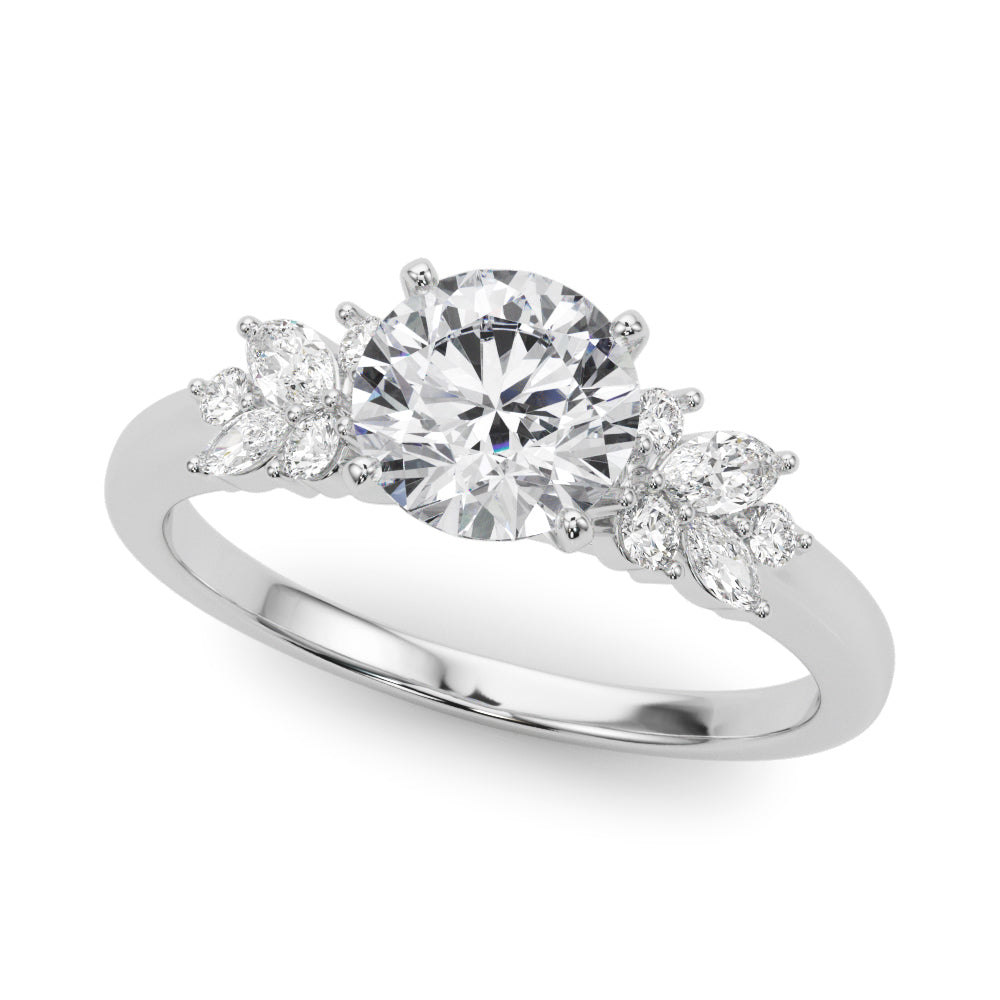Opulent Engagment Ring With Peg Head Round Diamond Engagement Ring — 9K/18K Gold & Platinum
