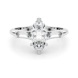 Dazzling Three-Stone Ring Center Taper Bagutte Sides Marquise Diamond Engagement Ring — 9K/18K Gold & Platinum