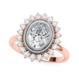 Enchanted Center Oval Diamond Engagement Ring — 9K/18K Gold & Platinum