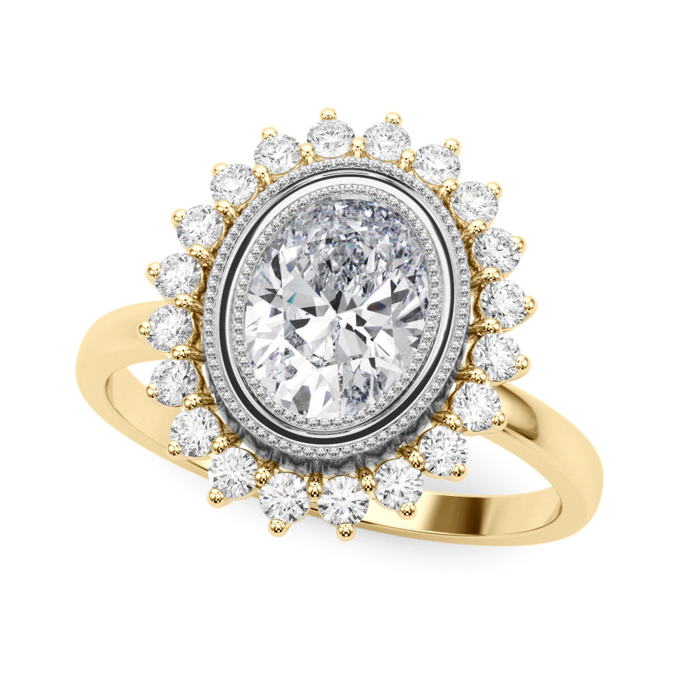 Enchanted Center Oval Diamond Engagement Ring — 9K/18K Gold & Platinum