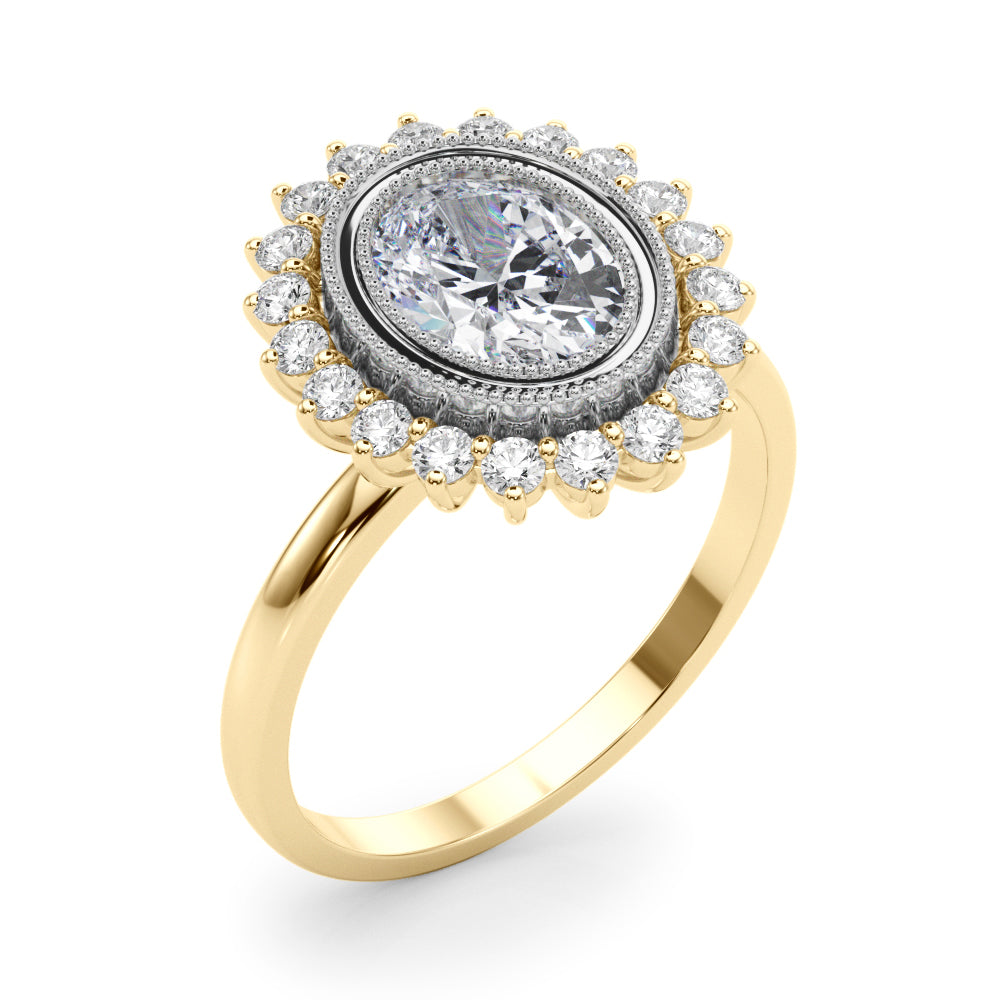 Enchanted Center Oval Diamond Engagement Ring — 9K/18K Gold & Platinum