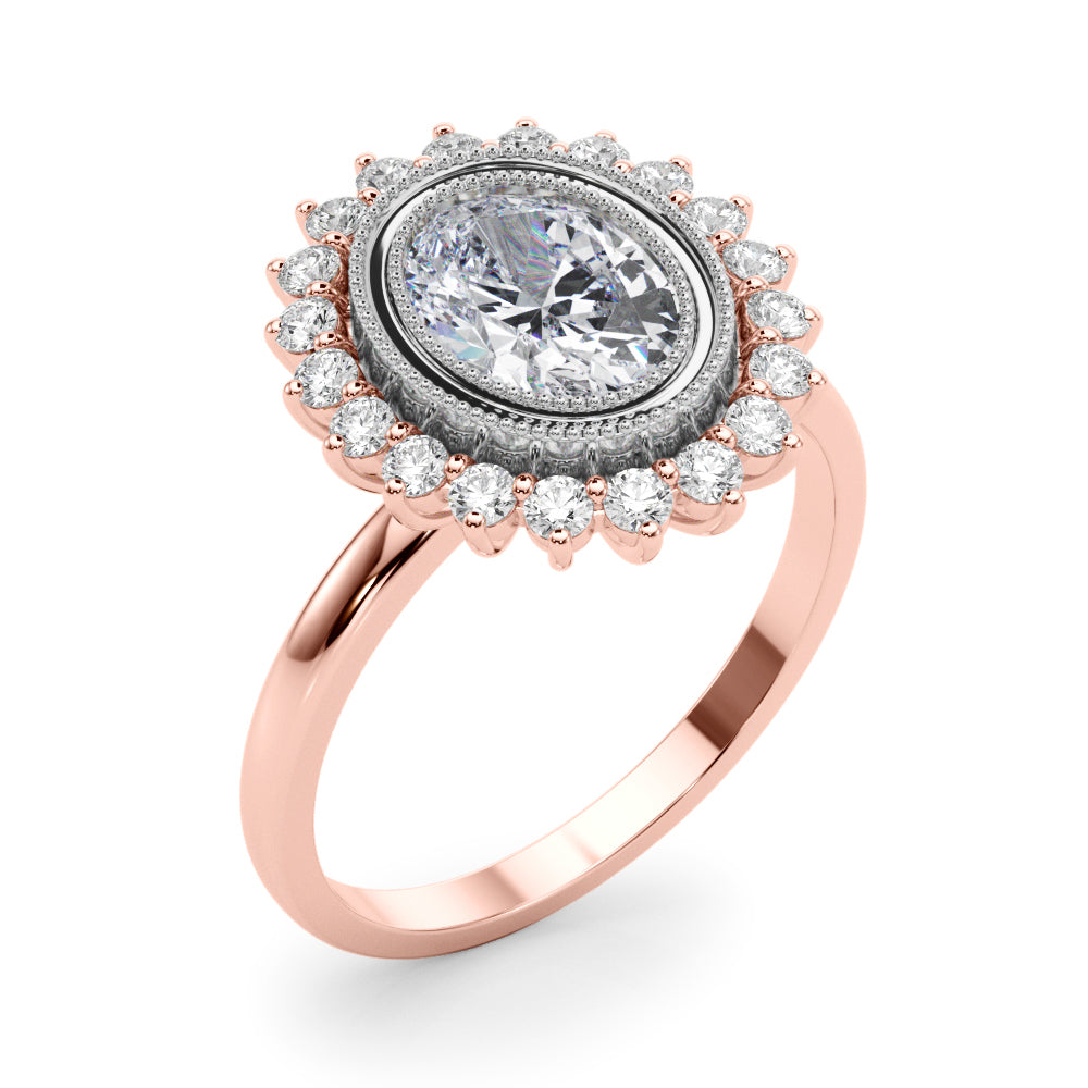 Enchanted Center Oval Diamond Engagement Ring — 9K/18K Gold & Platinum
