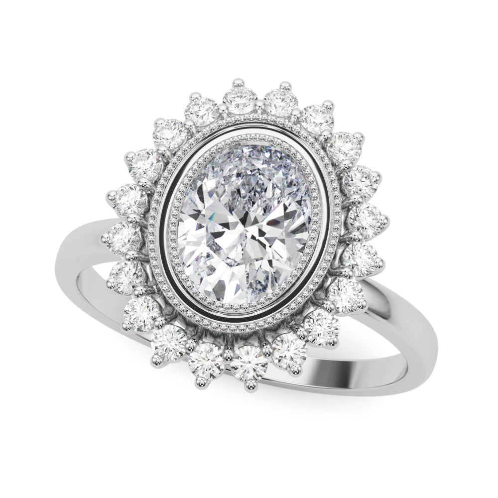 Enchanted Center Oval Diamond Engagement Ring — 9K/18K Gold & Platinum