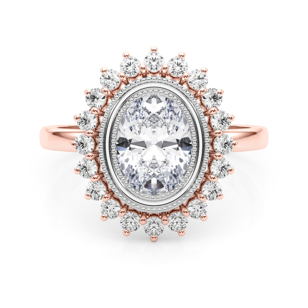 Enchanted Center Oval Diamond Engagement Ring — 9K/18K Gold & Platinum