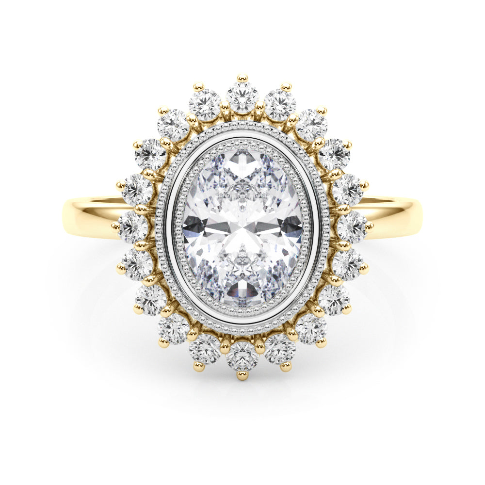 Enchanted Center Oval Diamond Engagement Ring — 9K/18K Gold & Platinum
