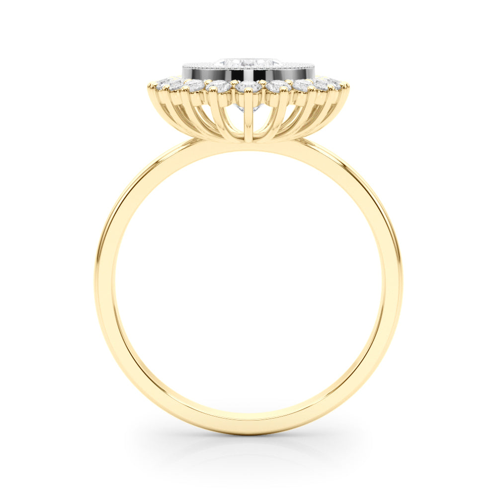 Enchanted Center Oval Diamond Engagement Ring — 9K/18K Gold & Platinum