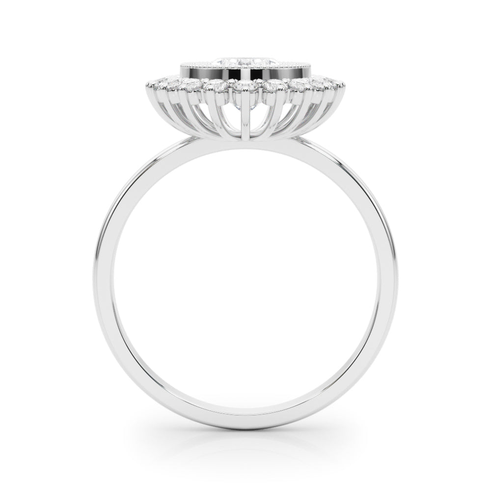 Enchanted Center Oval Diamond Engagement Ring — 9K/18K Gold & Platinum