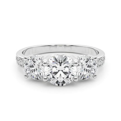 A diamond ring with three circular diamonds 