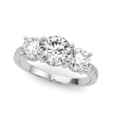 Devoted Three-Stone Hidden Halo Plus Round Diamond Engagement Ring — 9K/18K Gold & Platinum