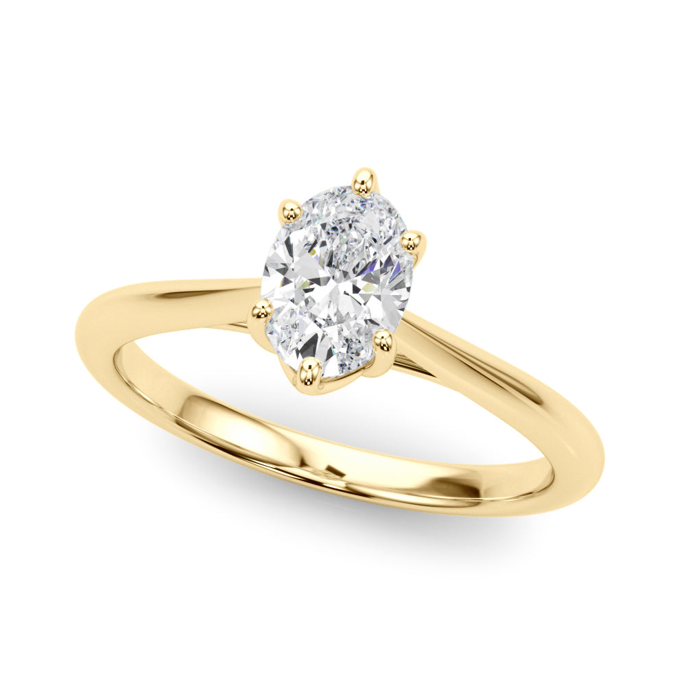 Crowned Solitaire Ovals Oval Diamond Engagement Ring — 9K/18K Gold & Platinum