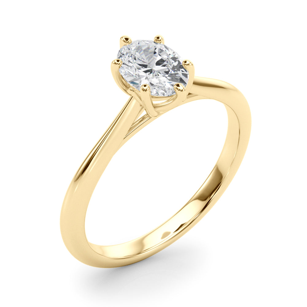 Crowned Solitaire Ovals Oval Diamond Engagement Ring — 9K/18K Gold & Platinum