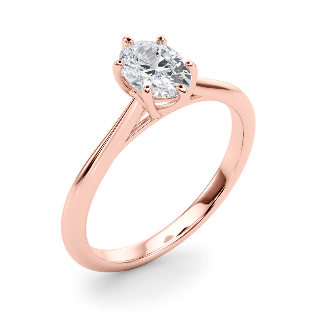 Crowned Solitaire Ovals Oval Diamond Engagement Ring — 9K/18K Gold & Platinum